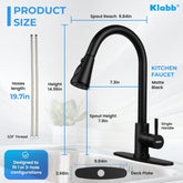 Klabb 8008 Kitchen Faucet Matte Black Single Handle Brass Pull Out Kitchen Faucet with Sprayer with Desk Plate